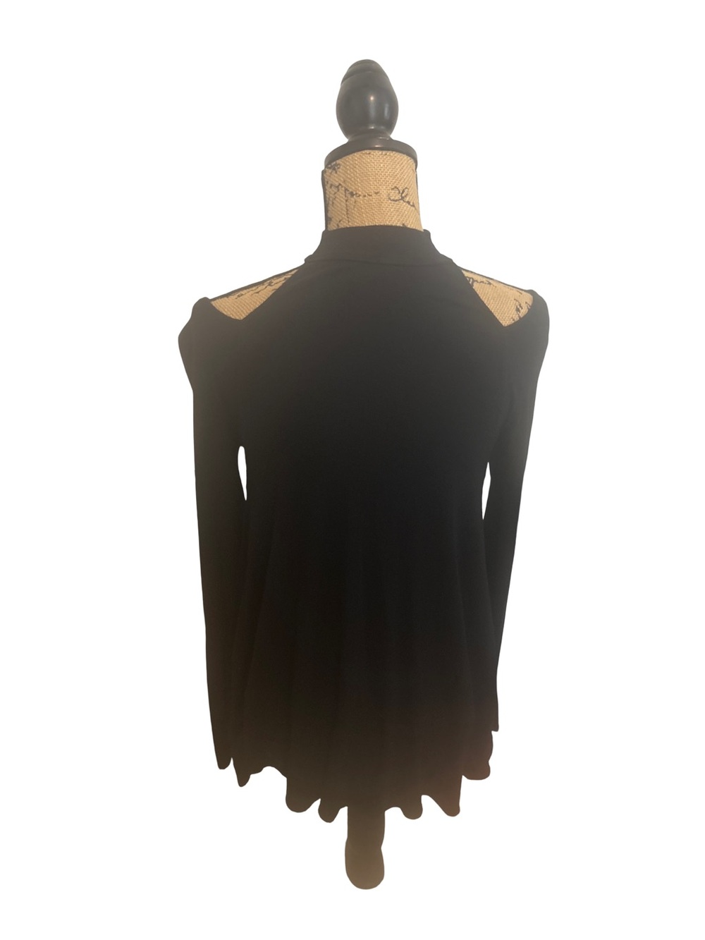 Free People Downtown Girl Tunic Top XS Black Cold Shoulder Mock Neck Ribbed Knit - Picture 4 of 16